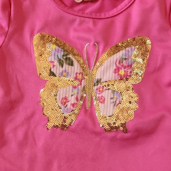Charming Pink Butterfly Matching Pant Set for Toddlers 2T - Picture 5 of 17